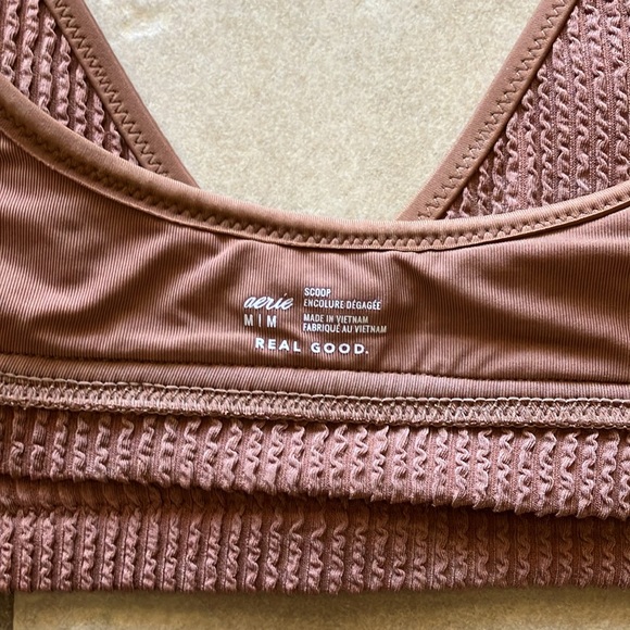 Aerie brown crinkle scoop swim suit - Picture 3 of 6